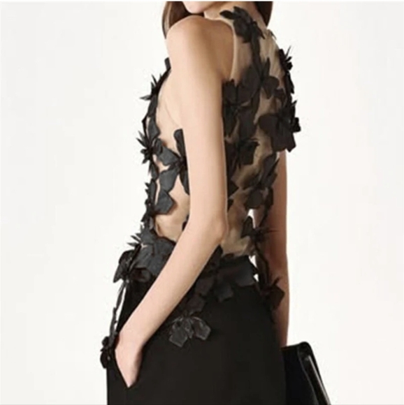 Floral Embellished Sleeveless Top - Cream and Brown - Picture 5 of 8